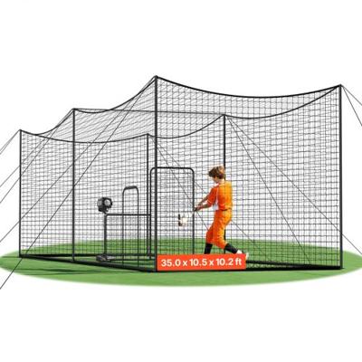 VEVOR honkbal slagkooi (rechthoekig) net 10668x3200x3100 mm, draagbaar trainingsnet met 45-laags en geknoopt HDPE-doek en lange positioneringstouwen, incl. softbal trainingskooi net