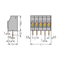 WAGO 740-103/000-021 Veerkrachtklemblok 2.50 mm² Aantal polen 3 Lichtgrijs 300 stuk(s)