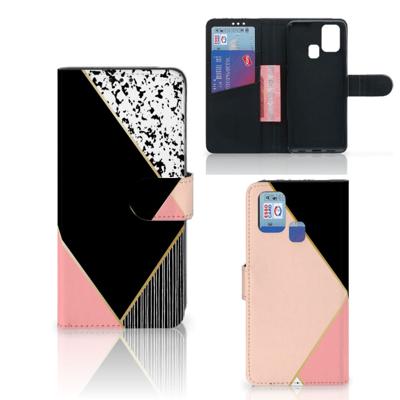 Samsung Galaxy M31 | Book Case | Zwart Roze Vormen