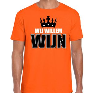 Wij Willem wijn t-shirt oranje voor heren - Koningsdag shirts