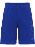 Alexander McQueen short de sport à logo brodé - Bleu - thumbnail