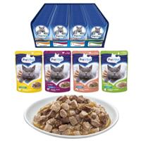 PREVITAL Kattenvoer Mix 4 Smaken Kip, Kalfsvlees, Zalm, Gevogelte - natvoer voor katten - 96 x 100 g