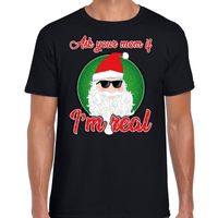 Fout Kerstshirt cool Santa I am real zwart voor heren - thumbnail