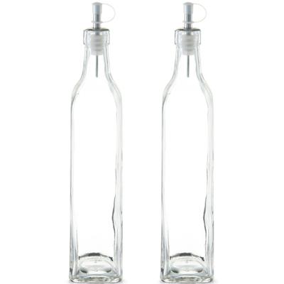 Zeller Azijnfles of Oliefles - 2x - glas - 500 ml - schenktuit - Doseerflessen voor op tafel
