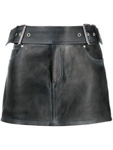 Blumarine minijupe en cuir à taille ceinturée - Noir