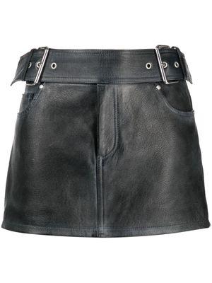 Blumarine minijupe en cuir à taille ceinturée - Noir