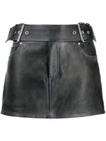 Blumarine minijupe en cuir à taille ceinturée - Noir