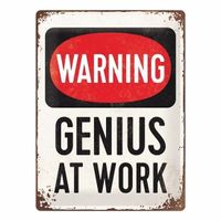 Warning, genius at work magneet