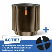 Vaas cylinder groove nl 36x38cm zwart goud