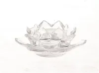 HBX natural living theelichthouder glas gysum flower 12x5cm transparant