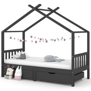 Kinderbedframe met lades grenenhout donkergrijs 90x200 cm SKU: V322153