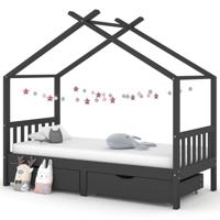 Kinderbedframe met lades grenenhout donkergrijs 90x200 cm SKU: V322153 - thumbnail