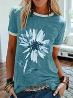 Casual Floral Printed Tee Shirt Top - thumbnail