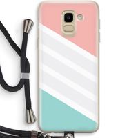 Strepen pastel: Samsung Galaxy J6 (2018) Transparant Hoesje met koord