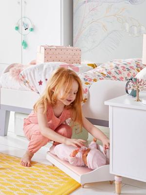 Set van dekbedovertrek + kussensloop voor kinderbed VLIEGEN MAAR roze met print