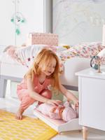 Set van dekbedovertrek + kussensloop voor kinderbed VLIEGEN MAAR roze met print