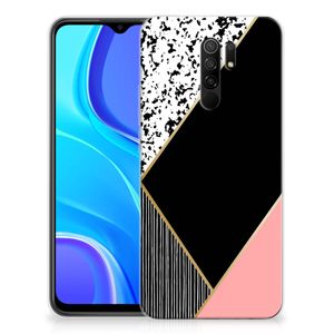 Xiaomi Redmi 9 TPU Hoesje Zwart Roze Vormen