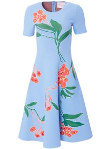 Carolina Herrera robe évasée à fleurs en jacquard - Bleu