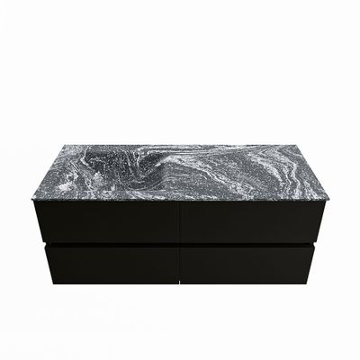 MONDIAZ VICA-DLUX 120cm badmeubel onderkast Urban 4 lades. Inbouw wastafel CLOUD links 1 kraangat, kleur Lava.