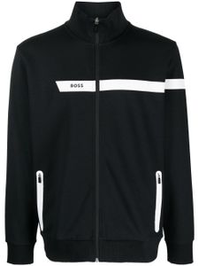 BOSS sweat zippé à logo imprimé - Noir