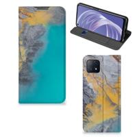 OPPO A73 5G | Standcase | Marble Blue Gold