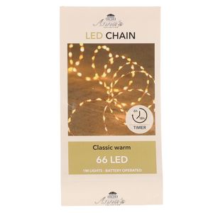 1x Draadverlichting koper - 1 m - timer 66 classic warm witte led op batterij