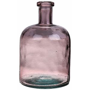 Bloemenvaas - roze - transparant gerecycled glas - D15 x H24 cm   -