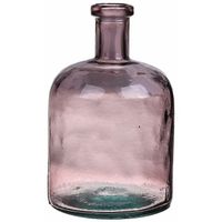 Bloemenvaas - roze - transparant gerecycled glas - D15 x H24 cm   - - thumbnail