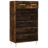 The Living Store Schoenenkast Gerookt Eiken - Duurzaam hout - Veel opbergruimte - Stabiel - Industrieel - 60x35x105 cm