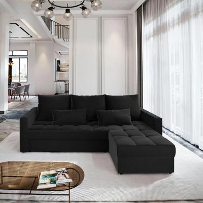 2dekans Hoekbank Kos Zwart - Universeel - Slaapbank met opbergruimte [Niet in originele verpakking - Kans op schade]