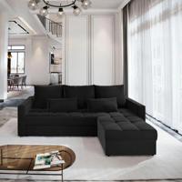 2dekans Hoekbank Kos Zwart - Universeel - Slaapbank met opbergruimte [Niet in originele verpakking - Kans op schade]