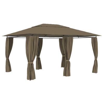 Tuinpaviljoen met gordijnen 180 g/m 4x3 m taupe