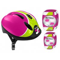 fiets-/skatehelm met bescherming meisjes roze 52-56 cm - thumbnail