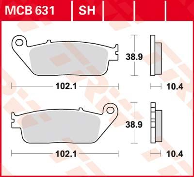 TRW Remblokken, en remschoenen voor de moto, MCB631SH Sinter street