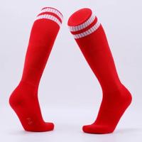Kinderen voetbal sokken jongens Soccer sok Kid boven knie Plain sokken lange voetbal kousen mannen over knie hoge sok grootte: Kids grootte (rood)