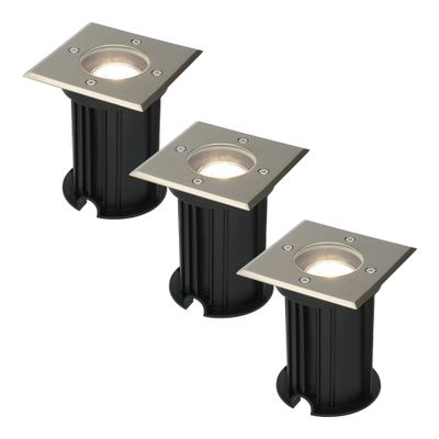 HOFTRONIC™ 3x Ramsay dimbare LED grondspot - Vierkant - RVS - 4000K neutraal wit - 5 Watt - IP67 straal waterdicht - 3 jaar garantie