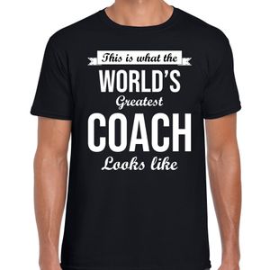 Worlds greatest beste coach cadeau t-shirt zwart voor heren