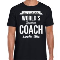 Worlds greatest beste coach cadeau t-shirt zwart voor heren - thumbnail