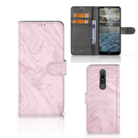 Nokia 2.4 Bookcase Marble Pink - Origineel Cadeau Vriendin