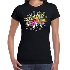 Liefste oma cadeau t-shirt zwart voor dames