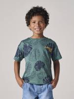 Jongensshirt met grafische motieven en korte mouwen groen, bedrukt
