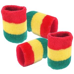 Pols zweetbandjes rood/geel/groen - voor volwassenen - 4x stuks