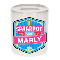 Kinder spaarpot met naam - Marly - keramiek - met dop - wit - Sparen - Spaargeld van Marly