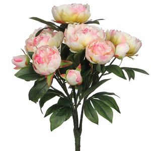 Kunstbloemen boeket pioenrozen - roze - 55 cm - decoratie bloemen