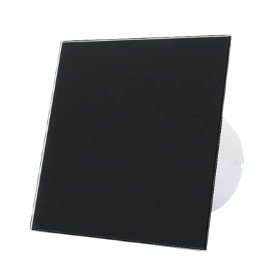 Badkamer/toilet ventilator - met timer - Ø125mm - vlak glas - mat zwart