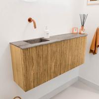 Toiletmeubel Mondiaz Joya Dlux | 101.6 cm | Meubelkleur Oak | Faye wastafel Oza Wasbak Links | Zonder kraangat(en)