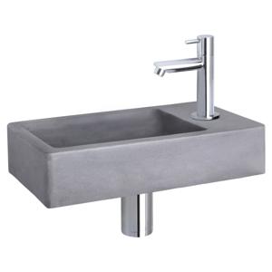 Differnz Force fonteinset beton donkergrijs - kraan recht - 40 x 22 x 8 cm - chroom