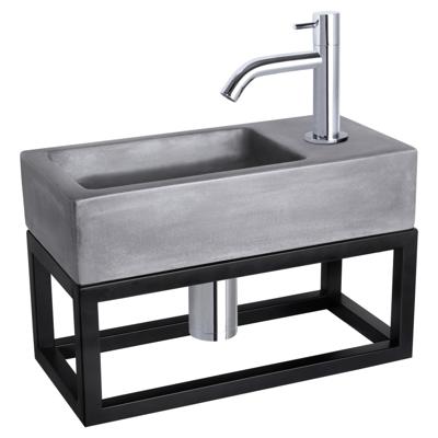 Differnz Ravo fonteinset beton donkergrijs - kraan gebogen - met handdoekrek - 38.5 x 18.5 x 9 cm - chroom