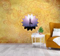 Gele yoga mandala fotobehang