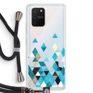 Gekleurde driehoekjes blauw: Samsung Galaxy S10 Lite Transparant Hoesje met koord